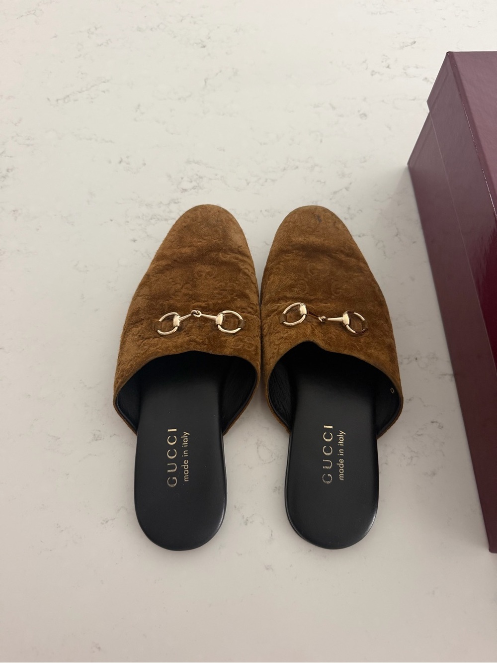 Gucci Horsebit Monogrammed Mules